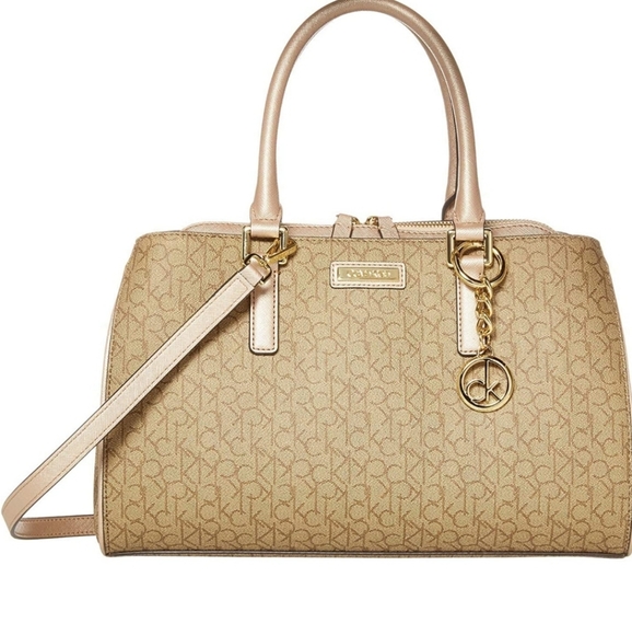 Calvin Klein Handbags - Calvin Klein Beige Signature Satchel